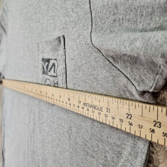 RVCA Industrial Tee Gray T-Shirt Pocket Logo Short Sleeve Casual Outdoor Mens L - Picture 4 of 10